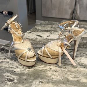 Charlotte Olympia Wedding Ivory Mesh Accent Sandals